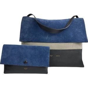 Authentic Céline Tri Colour suede leather  shoulder bag